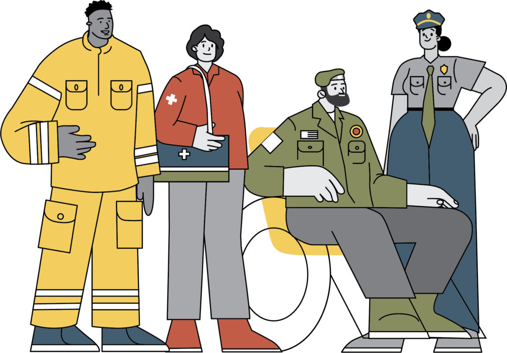 An illustrated depiction of first responders